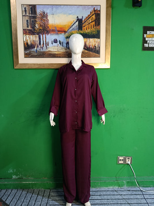 Elegant Purply magenda Button-Down Zoomi Co-ordSet for Women – Premium Cordset | Ameeri Fabric .