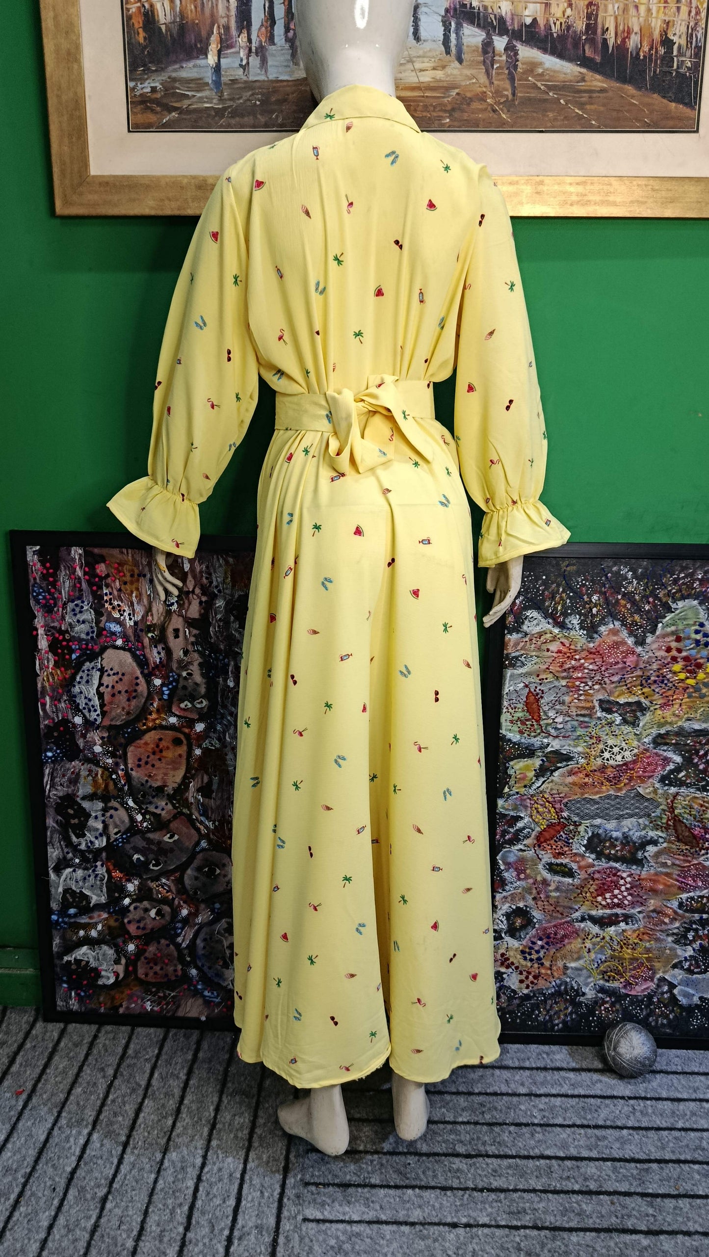 Mustard floral  Maxi Dress Pakistan – Soft Georgette Fabric | Ameeri Fabric