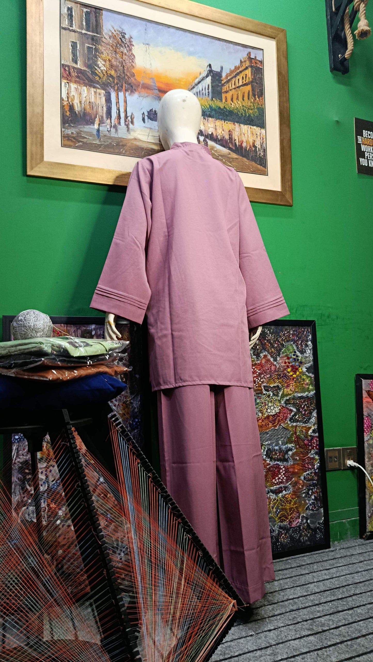 Elegant Deep pink  textured Twill Co-ordSet for Women – Premium Cordset | Ameeri Fabric .