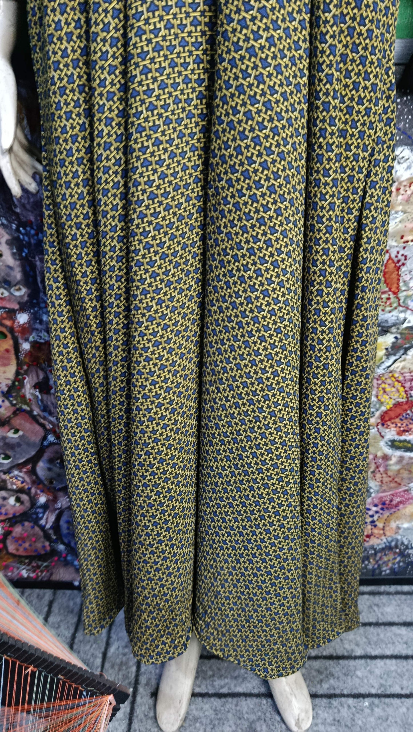 Golden Blue navy Maxi Dress Pakistan – Soft Georgette Fabric | Ameeri Fabric (Copy 2)