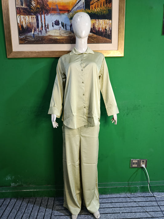 Elegant Mint Green Self Texture Co-ord Set – Premium Twill Fabric | Ameeri Fabric
