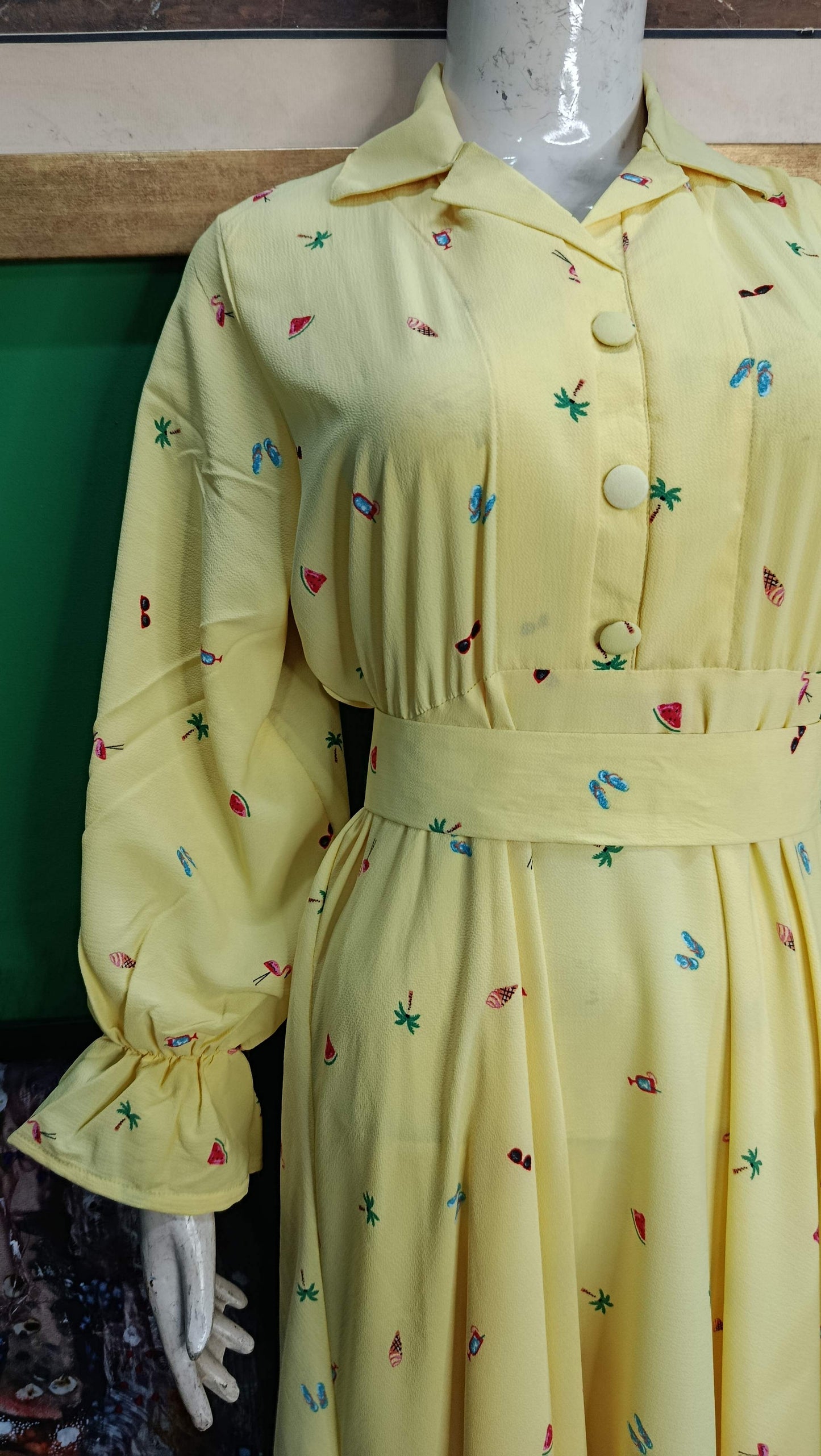 Mustard floral  Maxi Dress Pakistan – Soft Georgette Fabric | Ameeri Fabric