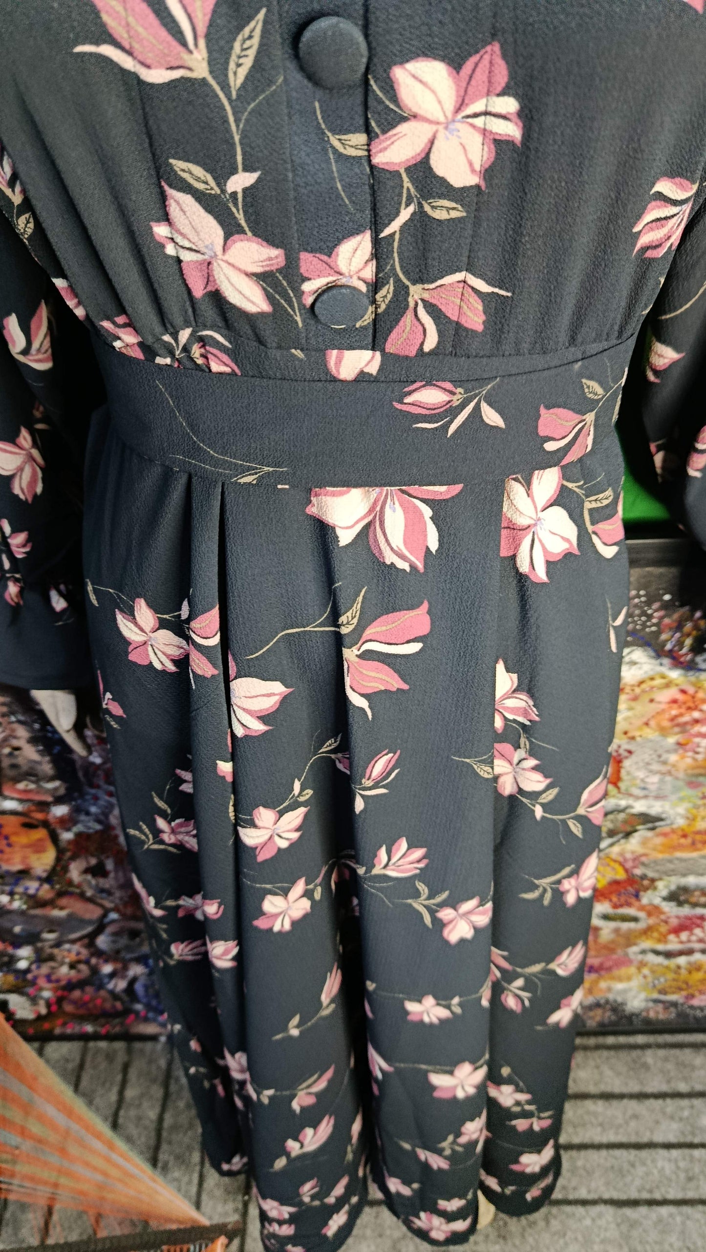 Black pink Floral Maxi Dress Pakistan – Soft Georgette Fabric | Ameeri Fabric