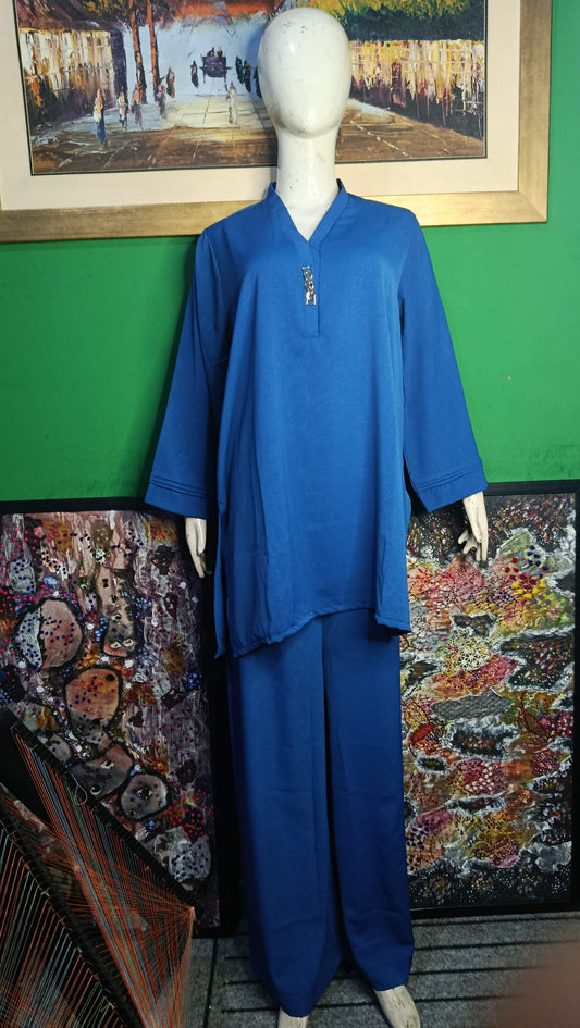 Elegant Mid Blue Twill Co-ordSet for Women – Premium Cordset | Ameeri Fabric .