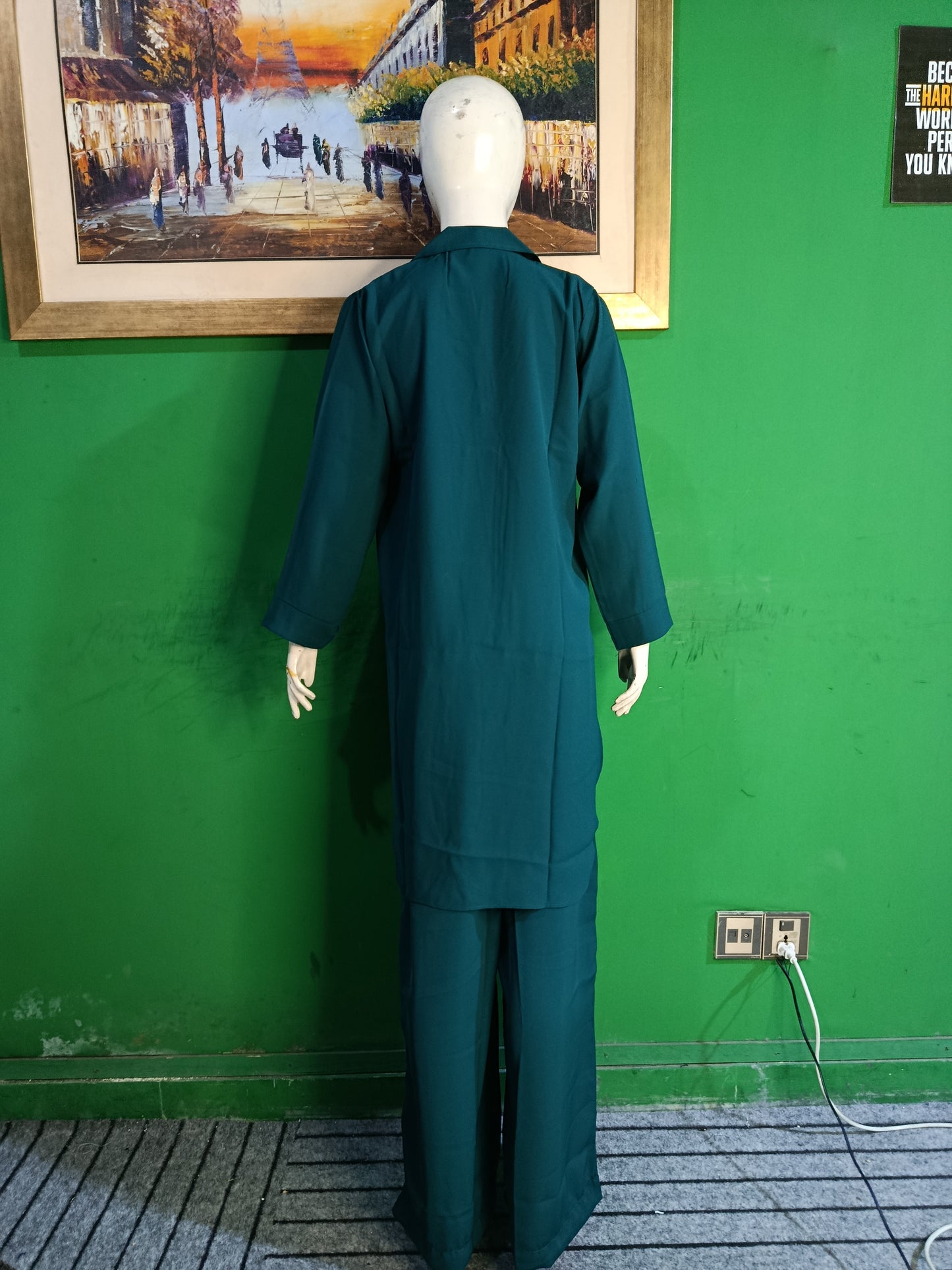 Elegant Deep Sea Green Button-Down soft Co-ordSet for Women – Premium Cordset | Ameeri Fabric
