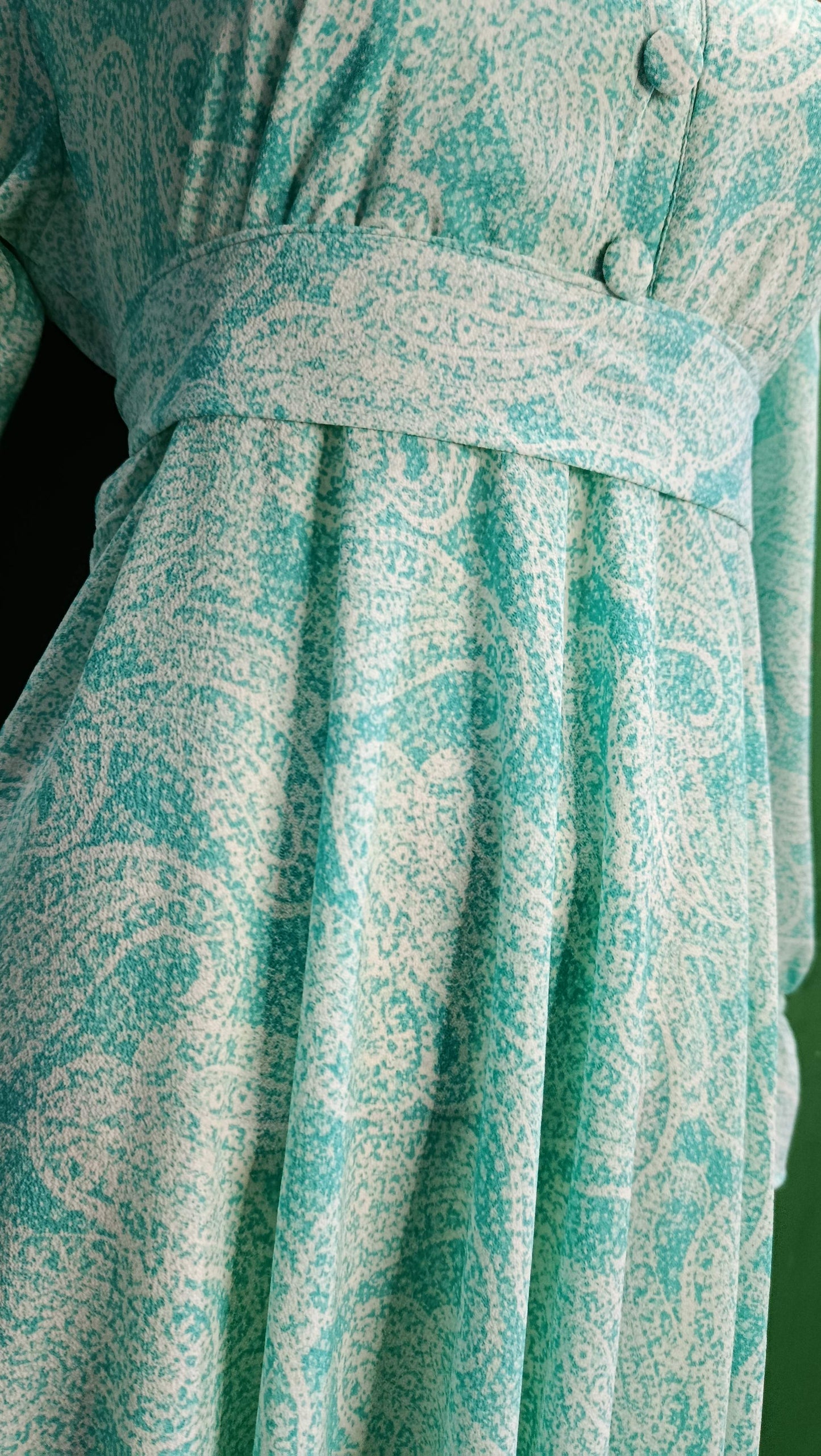 Mint Green Printed Maxi Dress – Elegant & Comfortable Fit VGA