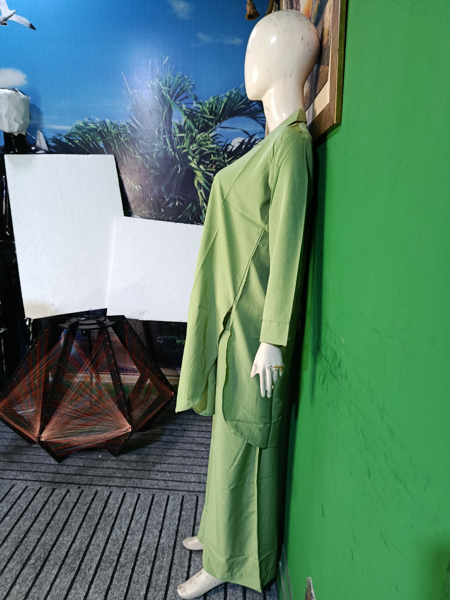 Elegant Thistle Green Button-Down soft Co-ordSet for Women – Premium Cordset | Ameeri Fabric