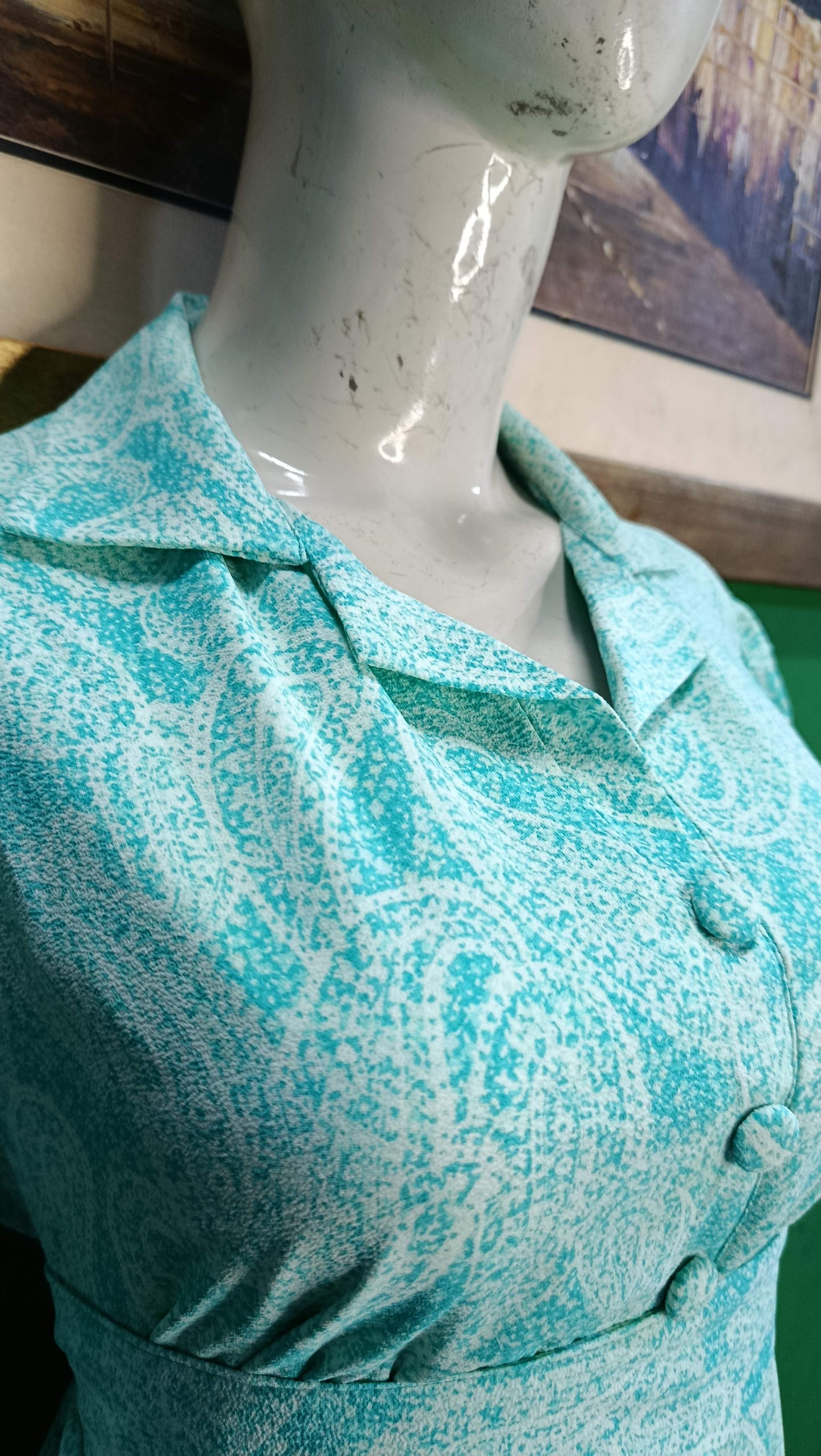 Mint Green Printed Maxi Dress – Elegant & Comfortable Fit VGA