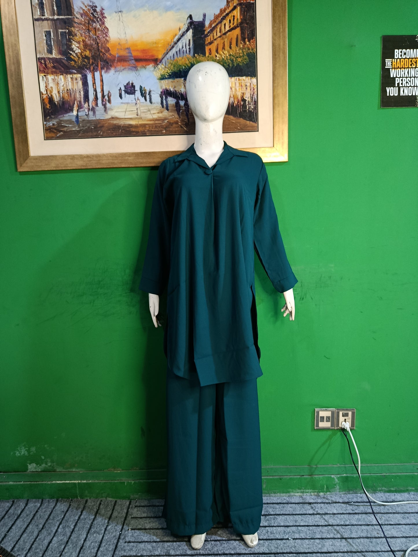 Elegant Deep Sea Green Button-Down soft Co-ordSet for Women – Premium Cordset | Ameeri Fabric