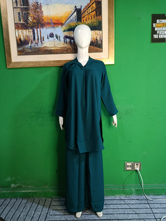 Elegant Deep Sea Green Button-Down soft Co-ordSet for Women – Premium Cordset | Ameeri Fabric