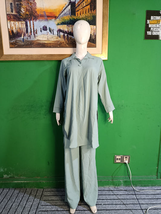 Elegant Greenish cyan Button-Down soft Co-ord Set for Women – Premium Cordset | Ameeri Fabric (Copy)