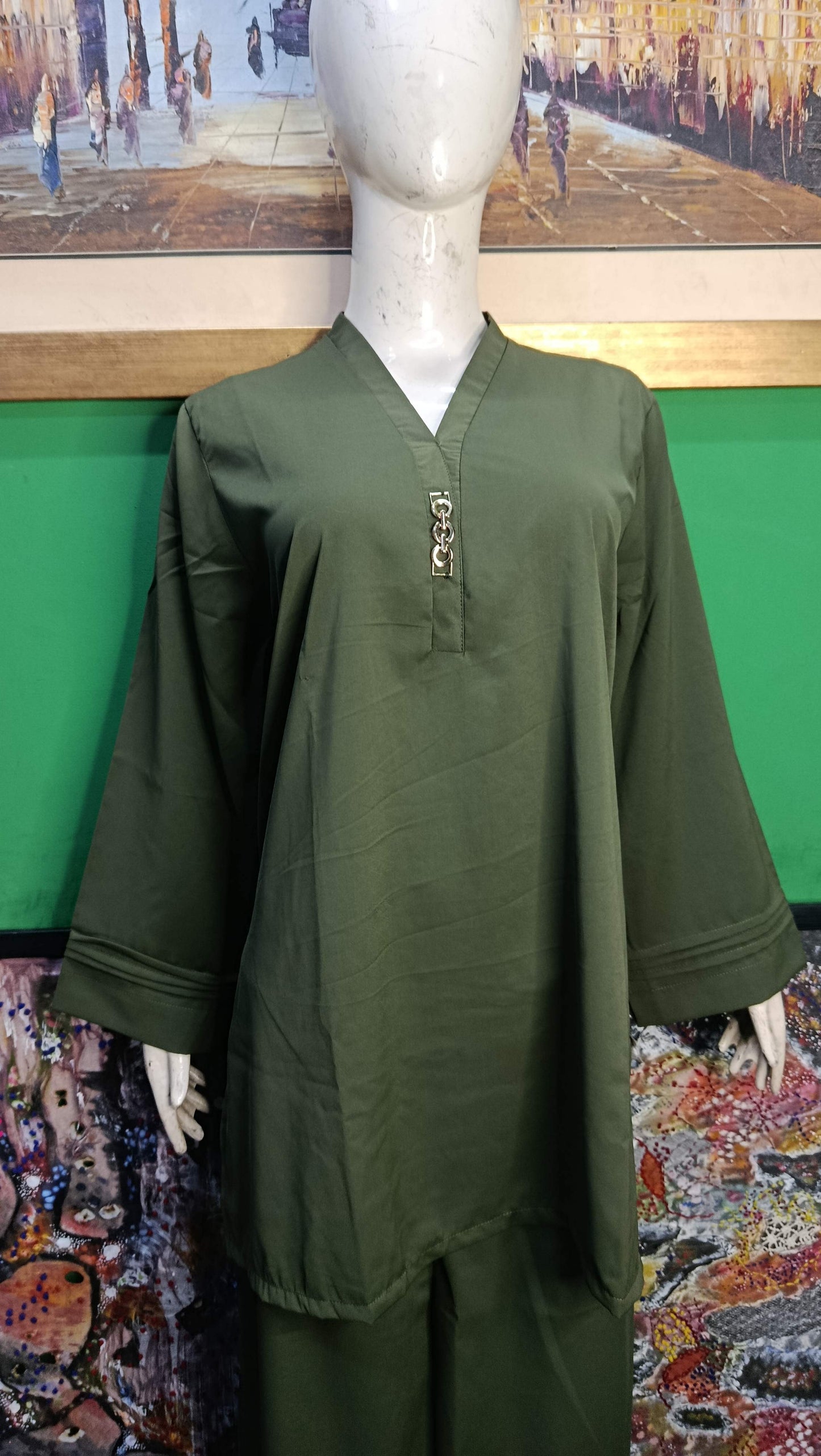 Elegant Bottle Green Twill Co-ordSet for Women – Premium Cordset | Ameeri Fabric .
