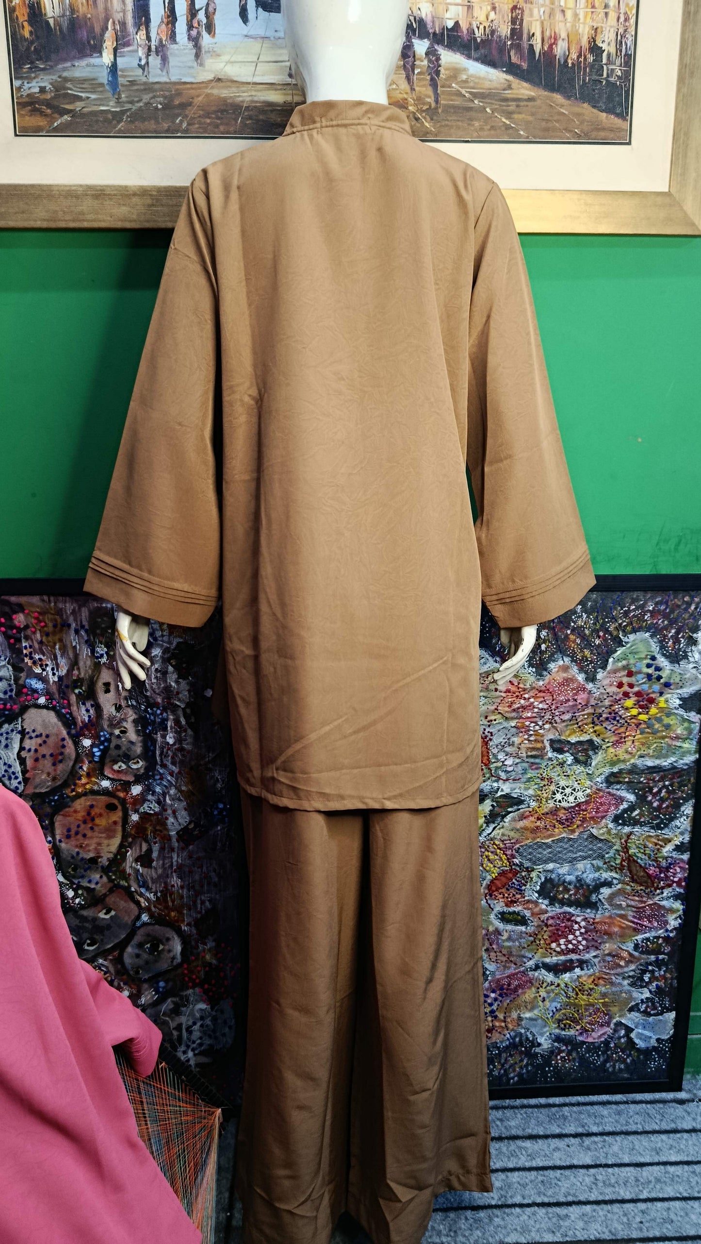 Elegant wood self mustard  Twill Co-ordSet for Women – Premium Cordset | Ameeri Fabric .