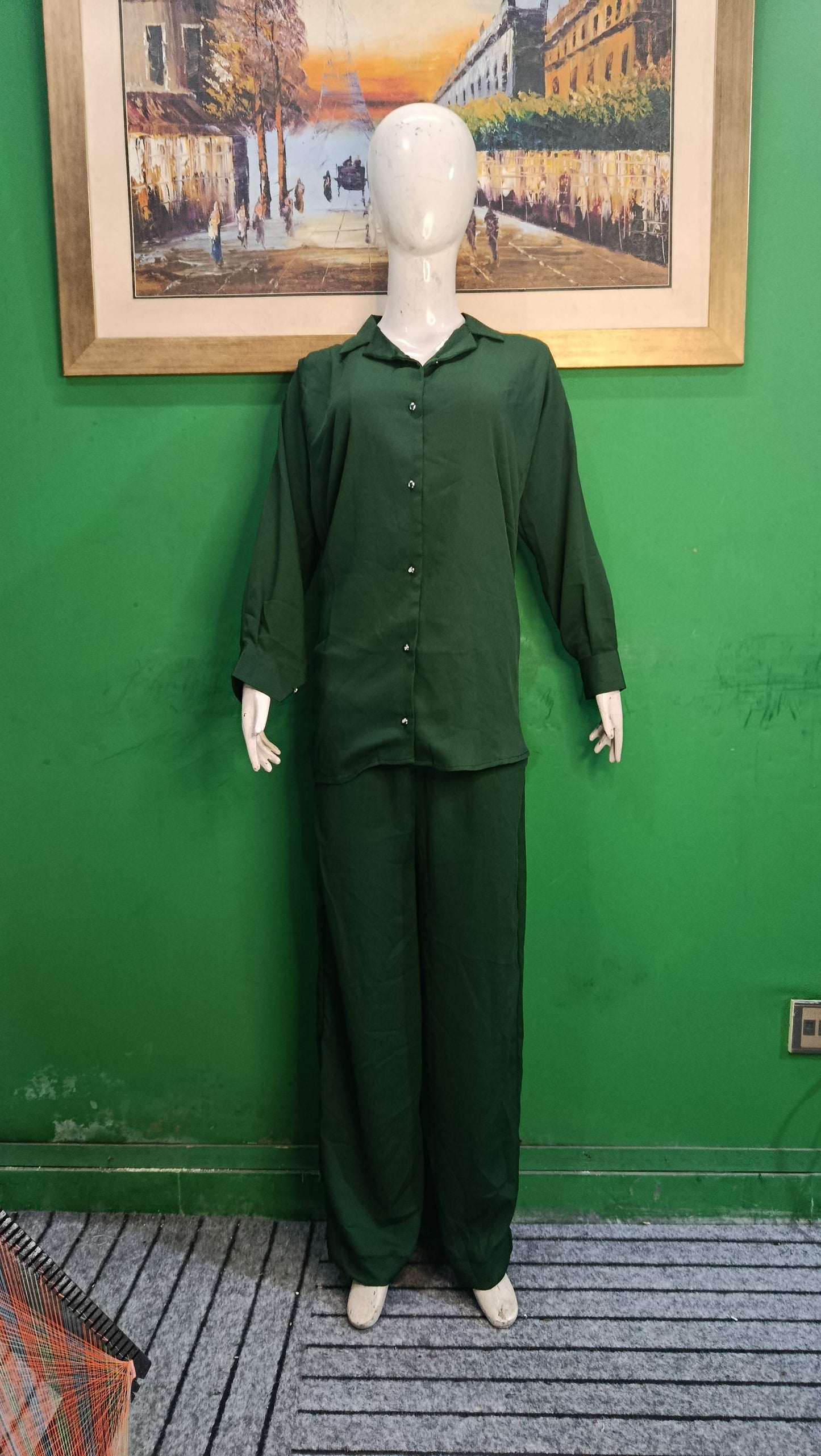 Elegant Tealish Green Button-Down Zoomi Co-ordSet for Women – Premium Cordset | Ameeri Fabric .