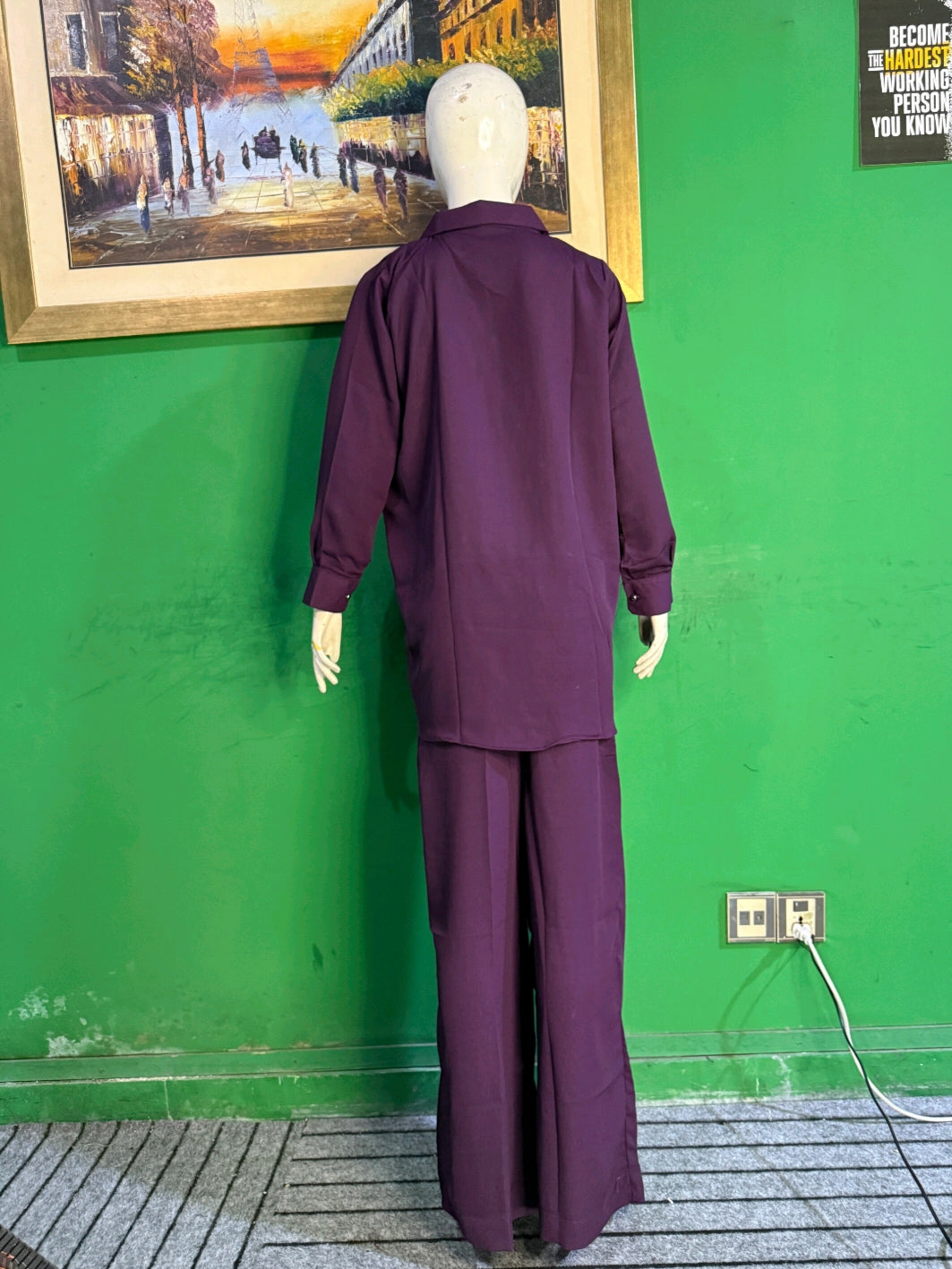 Elegant Dark Purple Button-Down Zoomi Co-ordSet for Women – Premium Cordset | Ameeri Fabric .