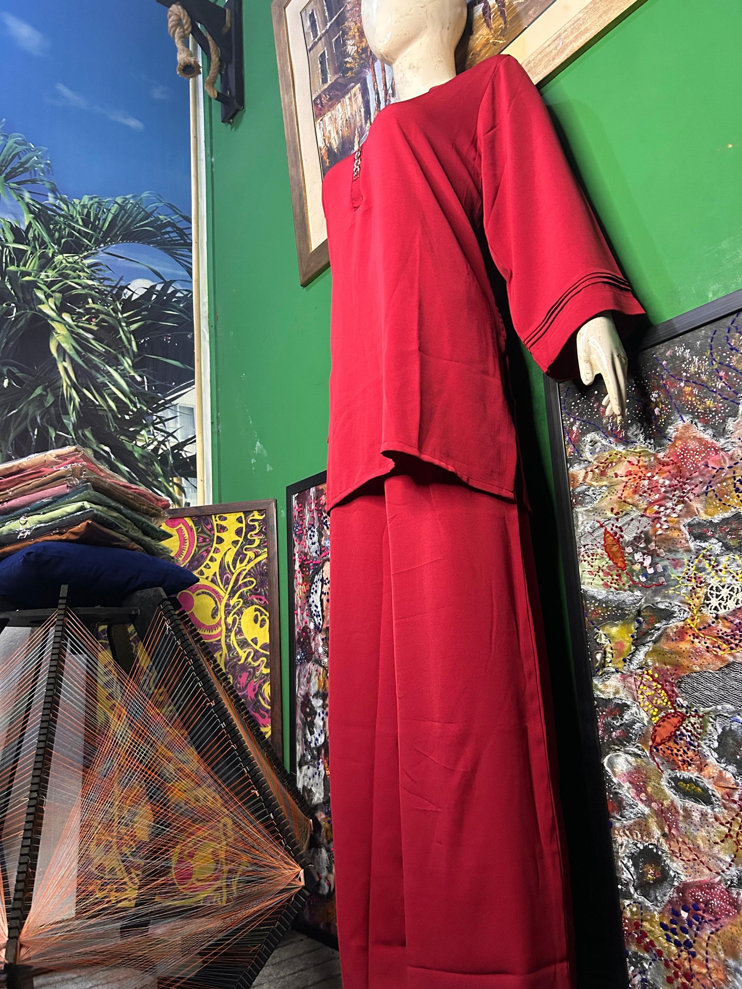 Elegant Reddish Mahroon texture Twill Co-ordSet for Women – Premium Cordset | Ameeri Fabric .