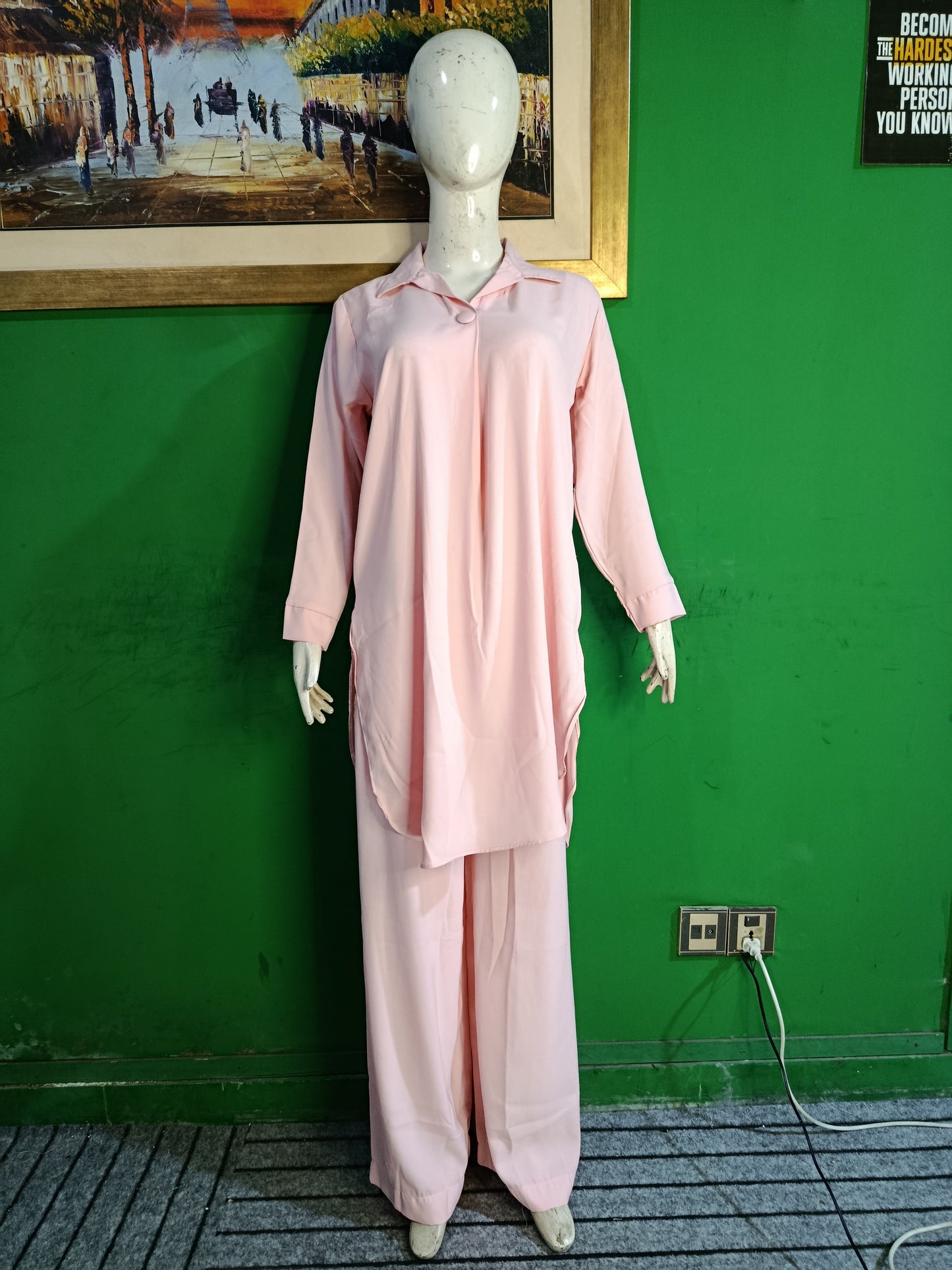 Elegant Baby Pink Button-Down soft Co-OrdSet for Women – Premium Cordset | Ameeri Fabric