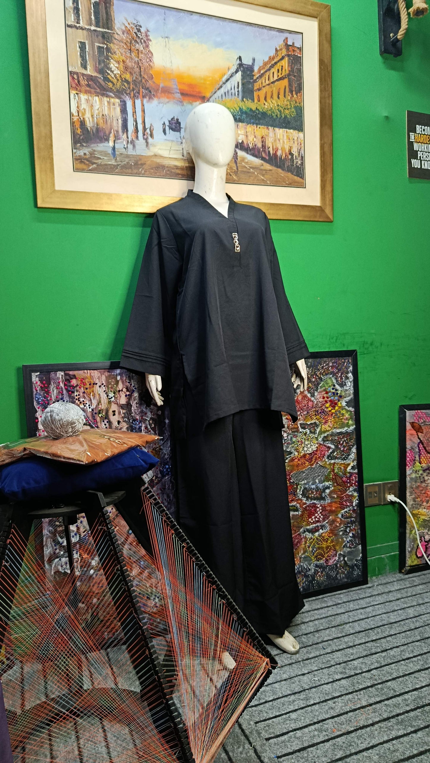 Elegant Black  textured  Twill Co-ordSet for Women – Premium Cordset | Ameeri Fabric .