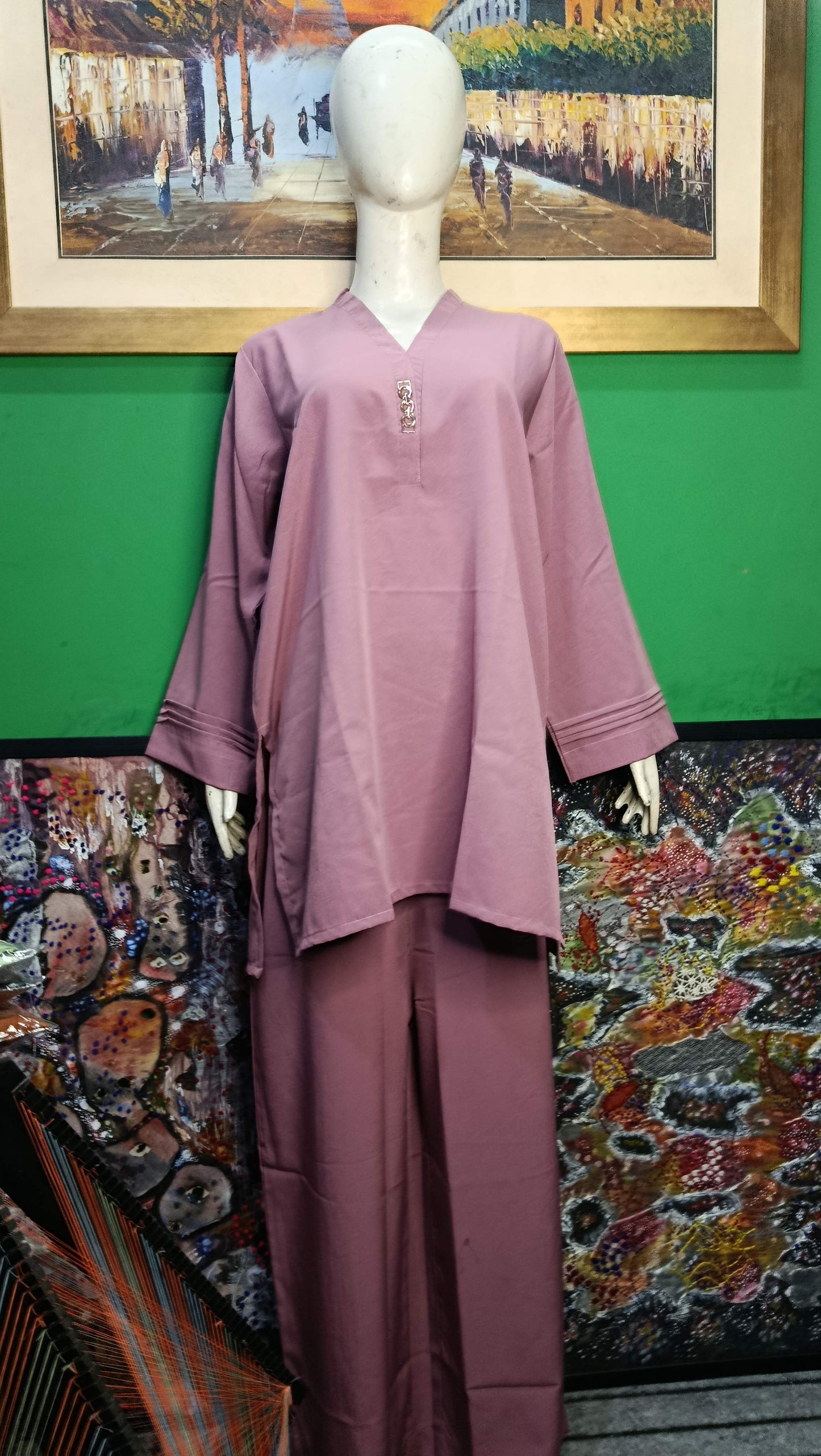 Elegant Deep pink  textured Twill Co-ordSet for Women – Premium Cordset | Ameeri Fabric .
