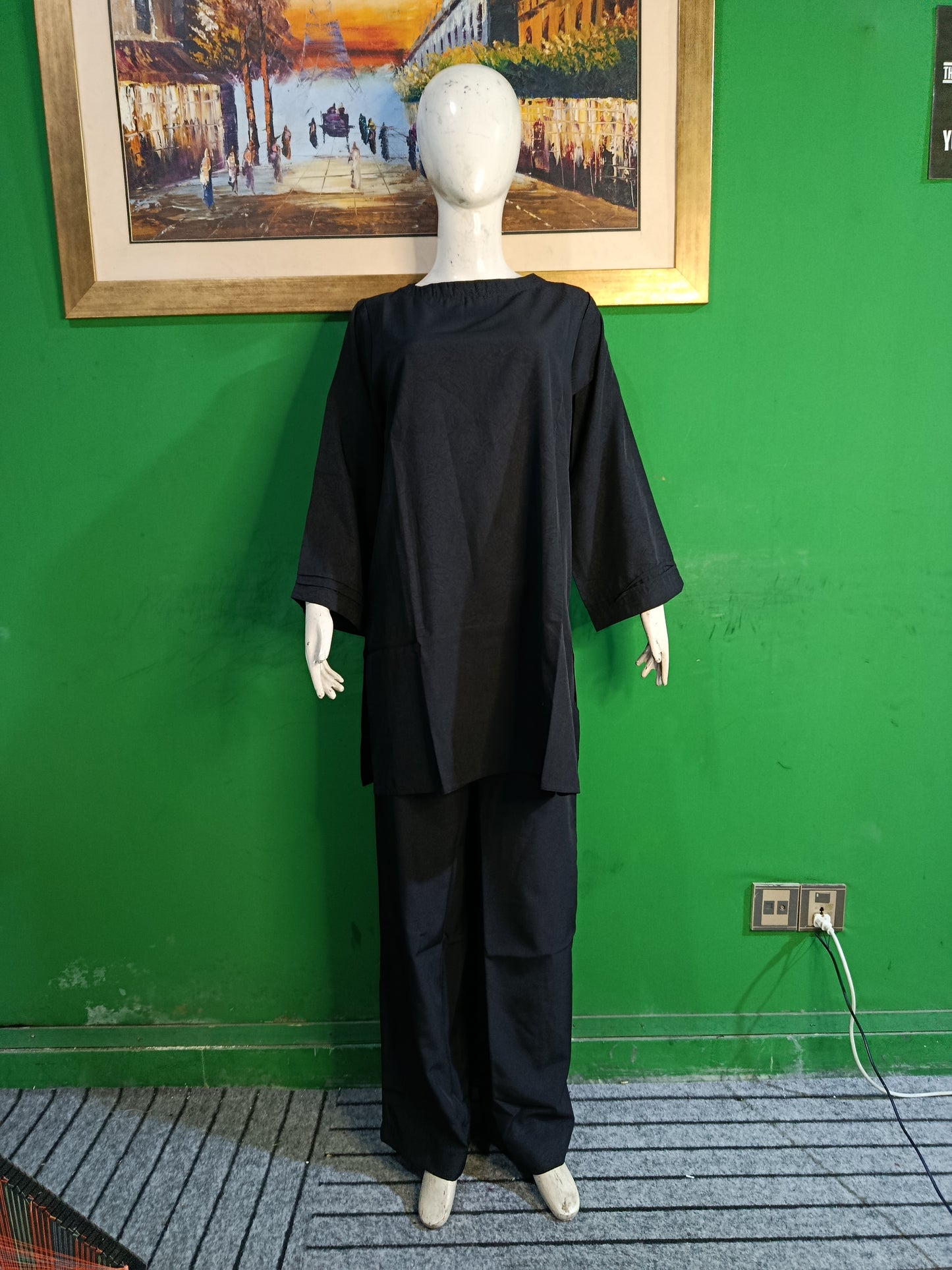 Black Georgette Cordset – Elegant 2 Piece Modest Wear