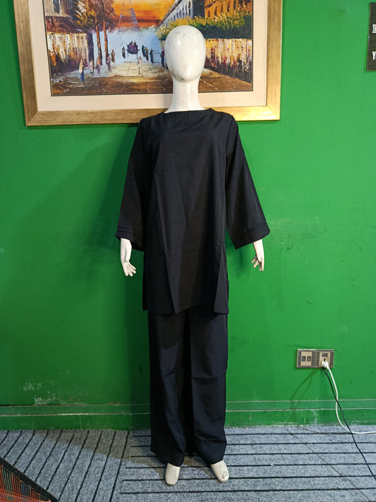 Black Georgette Cordset – Elegant 2 Piece Modest Wear