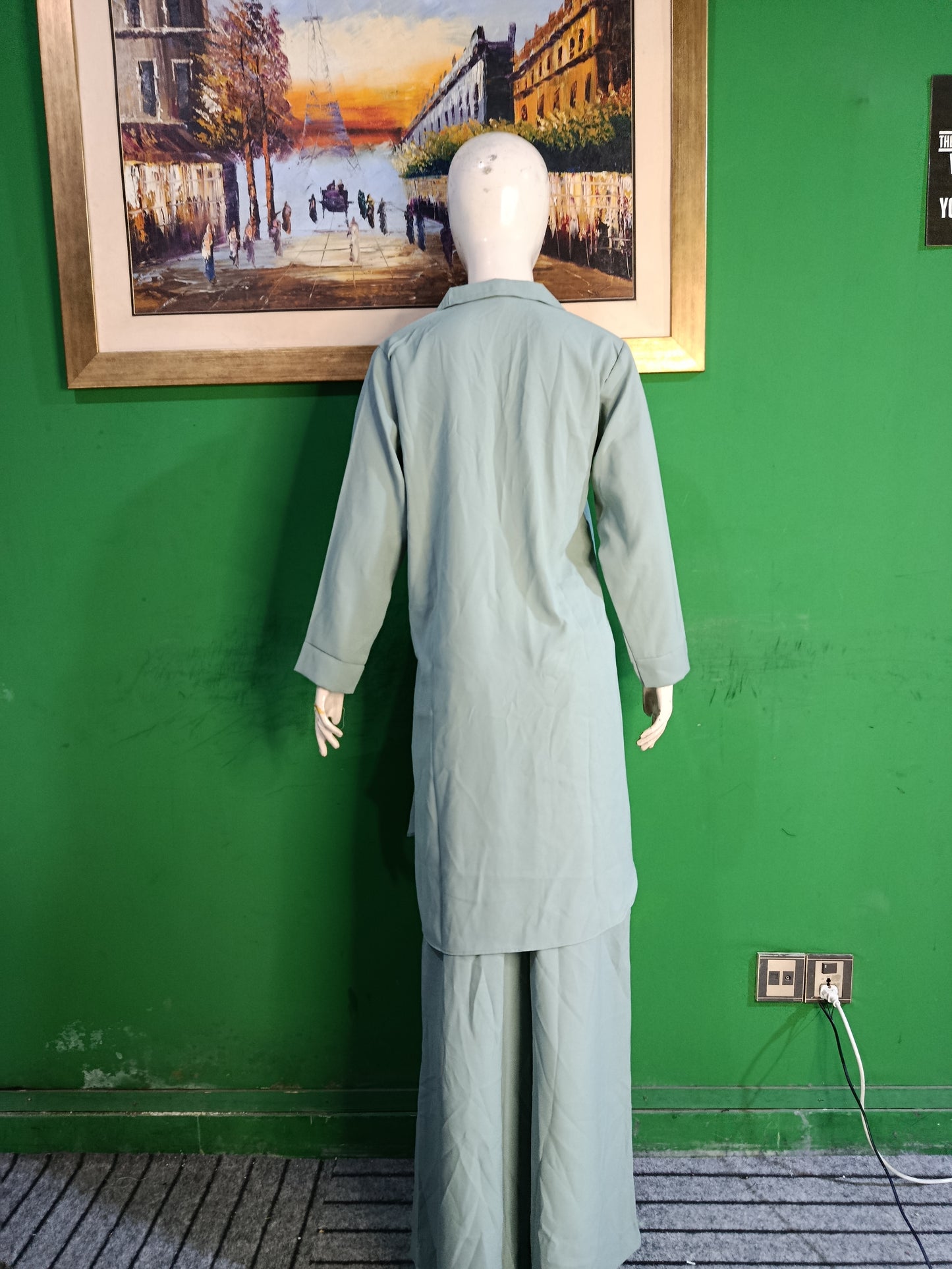 Elegant Greenish cyan Button-Down soft Co-ord Set for Women – Premium Cordset | Ameeri Fabric (Copy)