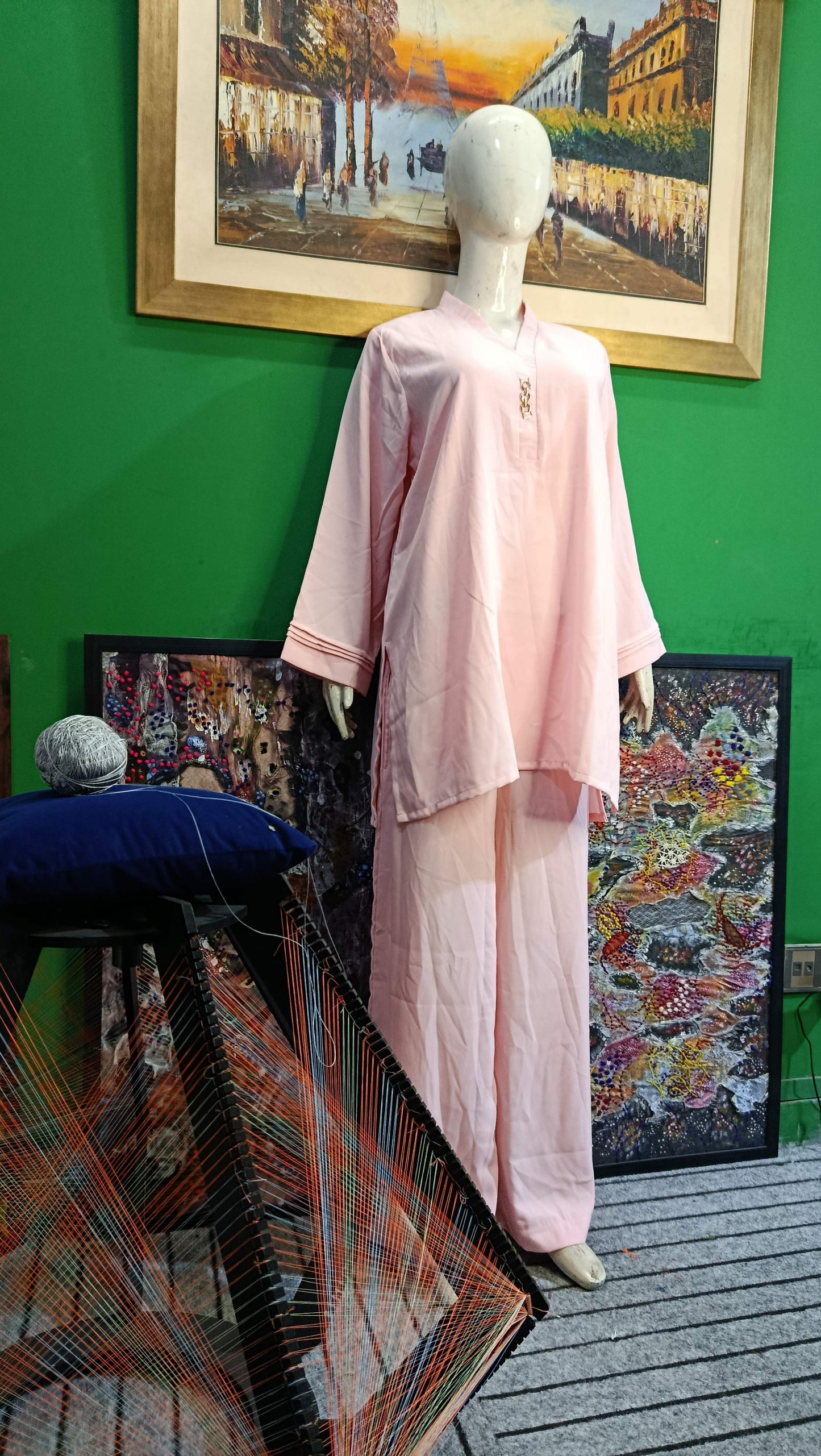 Elegant Baby Pink texture Twill Co-ordSet for Women – Premium Cordset | Ameeri Fabric .