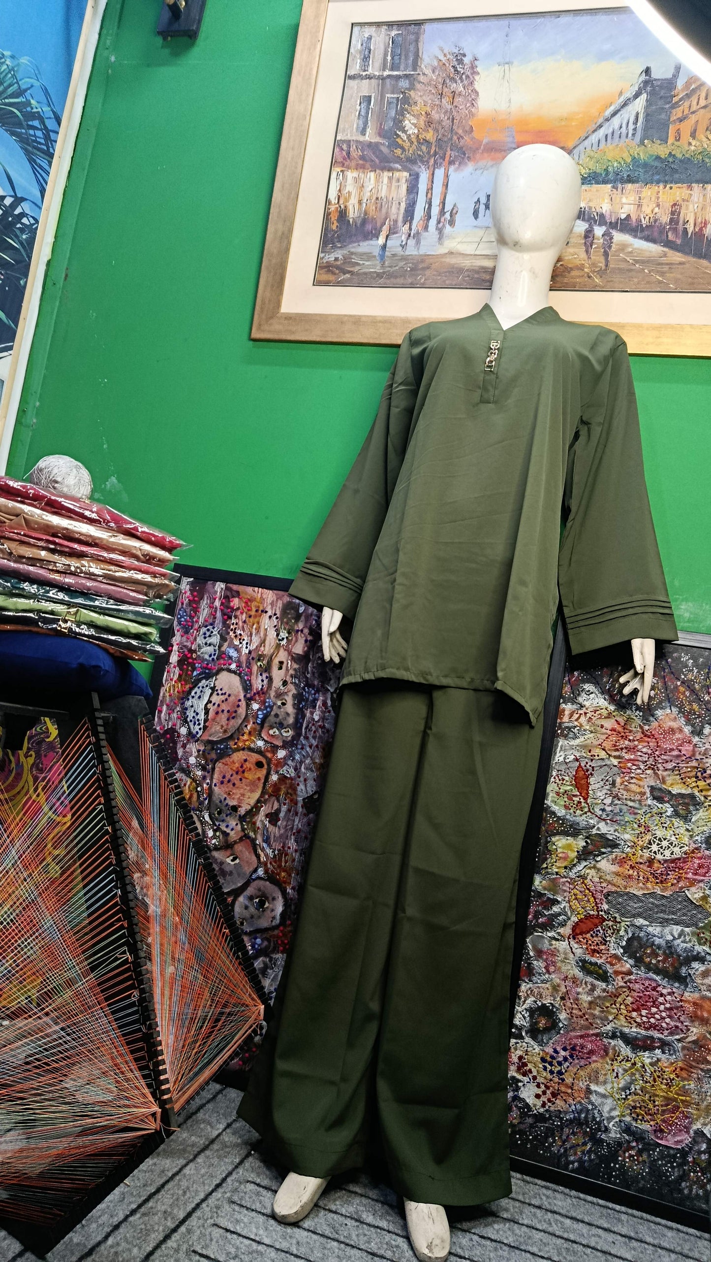Elegant Bottle Green Twill Co-ordSet for Women – Premium Cordset | Ameeri Fabric .