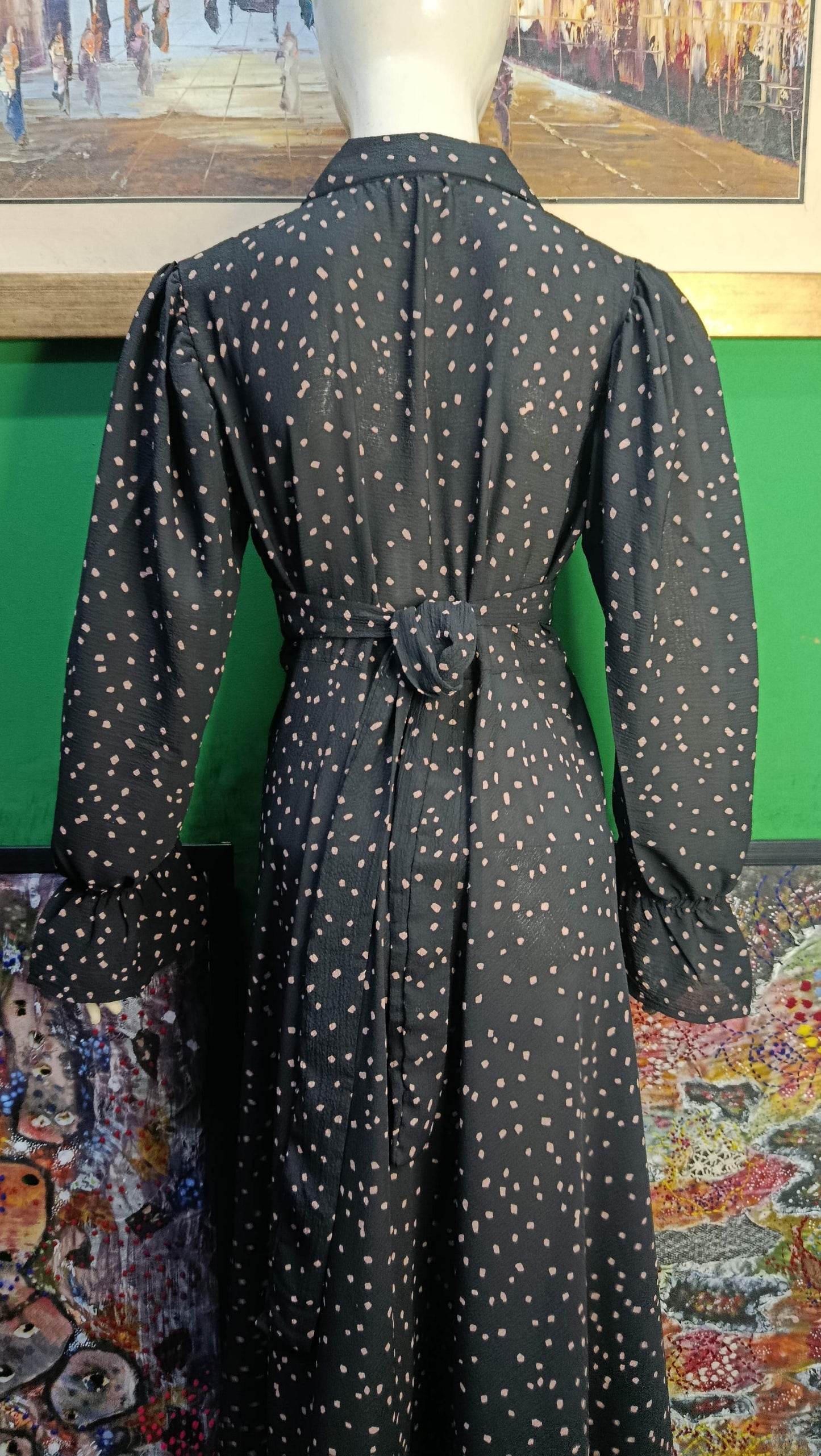 Black brown Dots Maxi Dress Pakistan – Soft Georgette Fabric | Ameeri Fabric