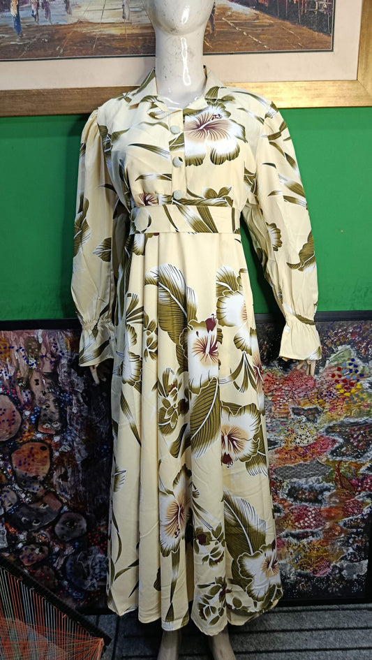 Orange Yellow Floral Maxi Dress – Stylish & Elegant Women Maxi Pakistan
