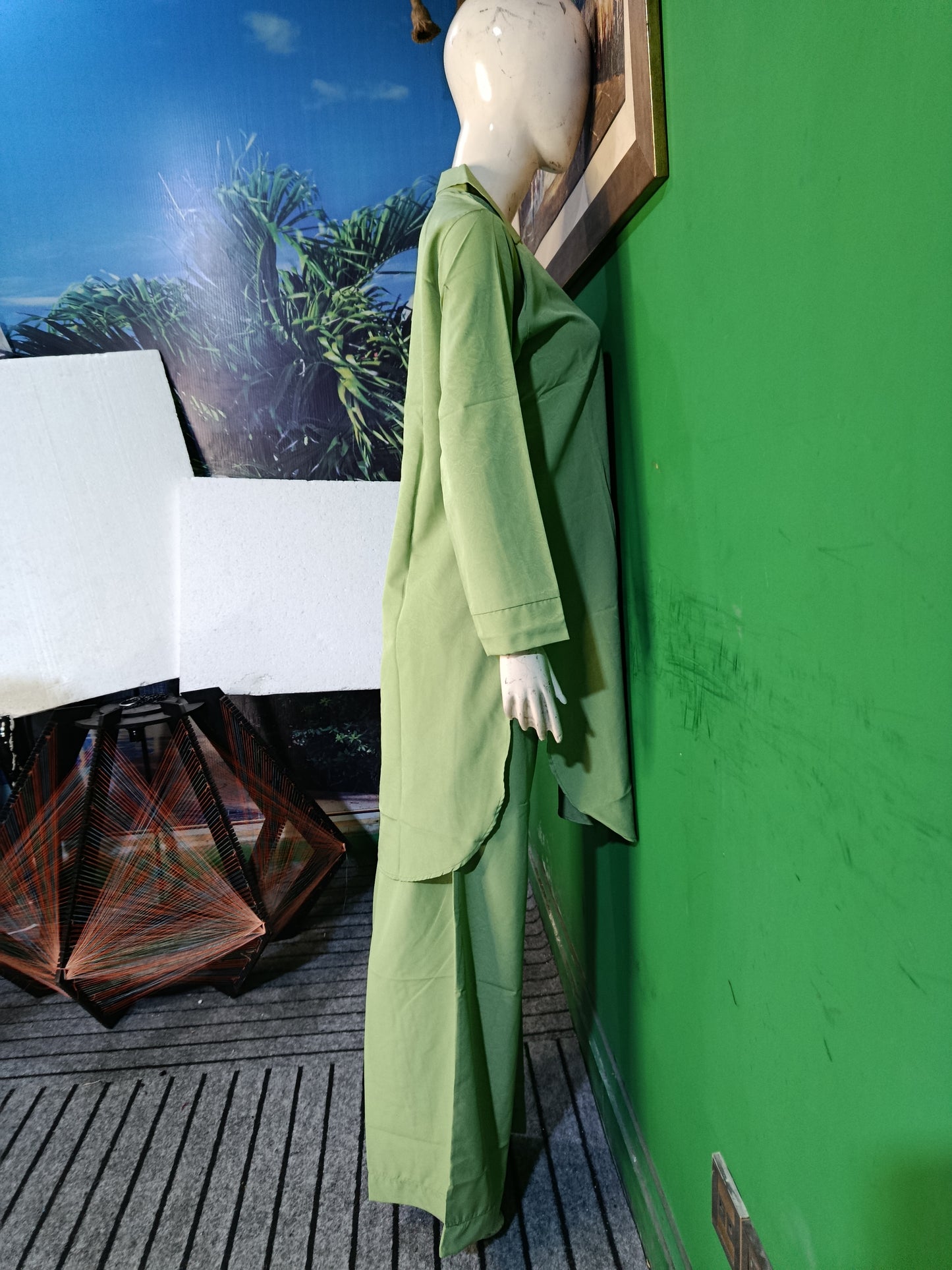 Elegant Thistle Green Button-Down soft Co-ordSet for Women – Premium Cordset | Ameeri Fabric