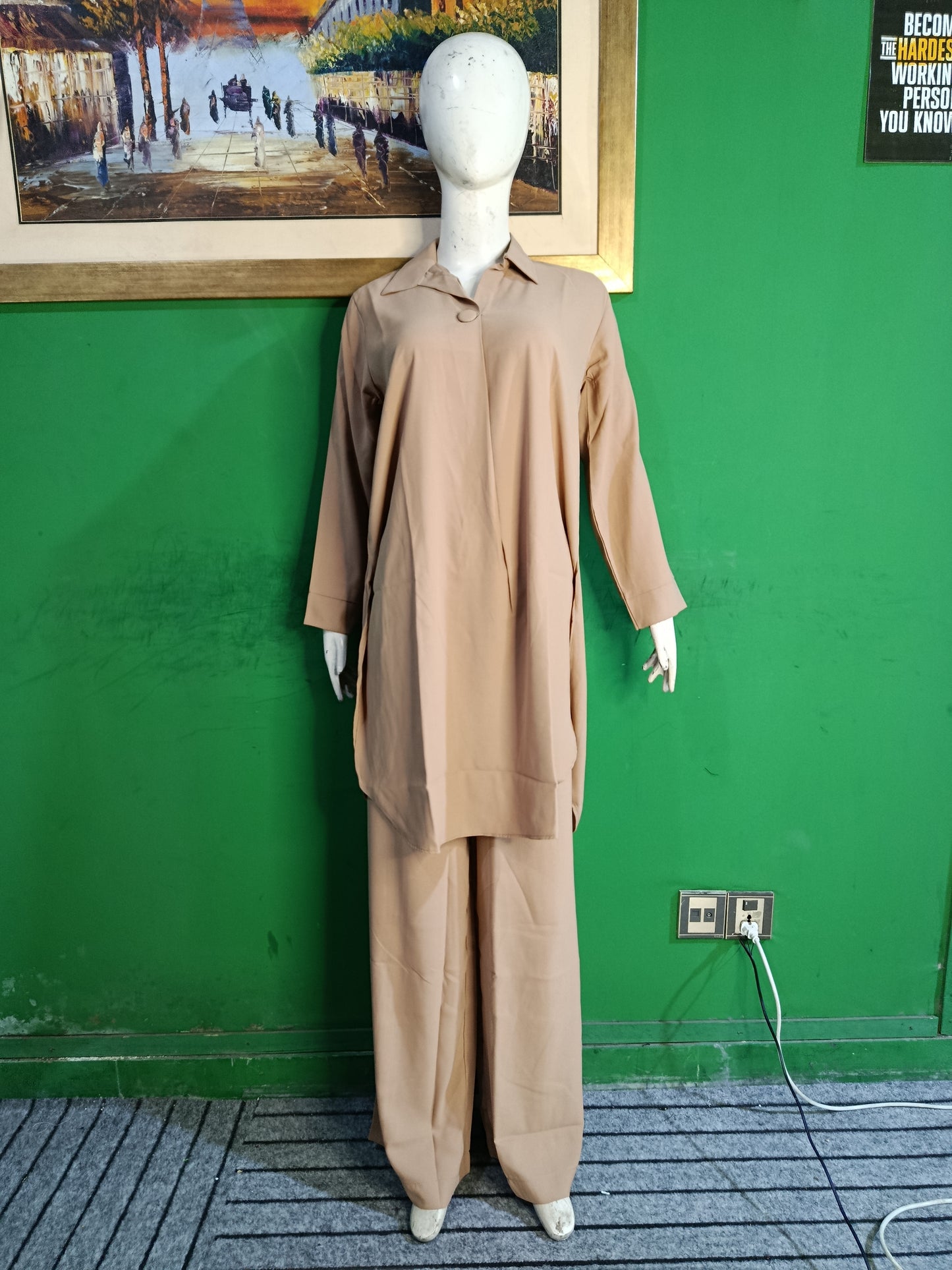 Elegant vanilla Button-Down soft Co-ord Set for Women – Premium Cordset | Ameeri Fabric