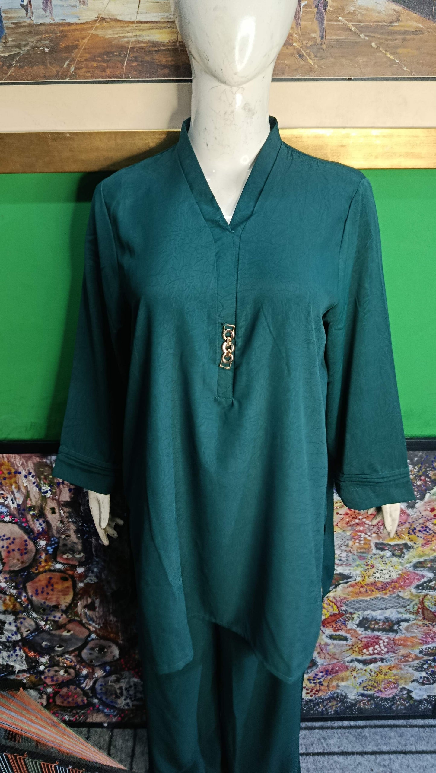 Elegant Deep Sea Green  Twill Co-ordSet for Women – Premium Cordset | Ameeri Fabric .