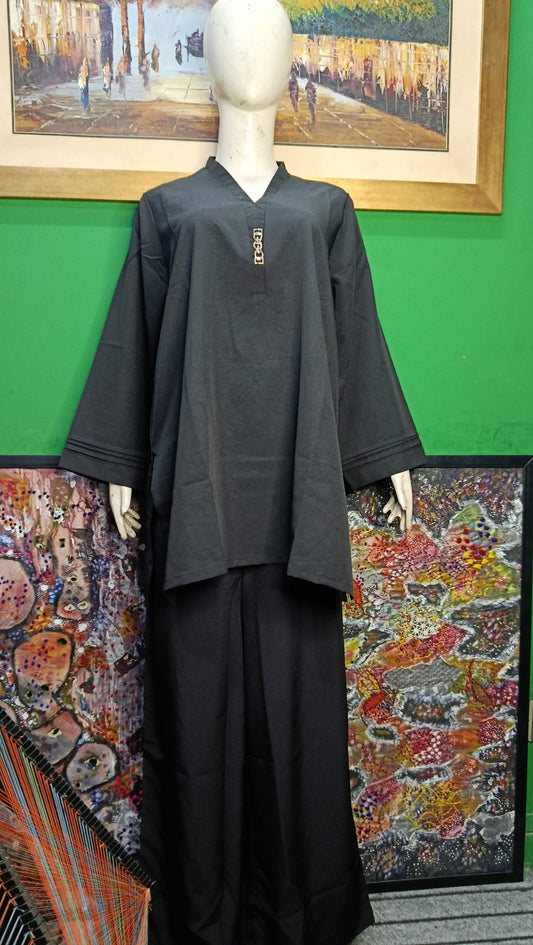 Elegant Black  textured  Twill Co-ordSet for Women – Premium Cordset | Ameeri Fabric .