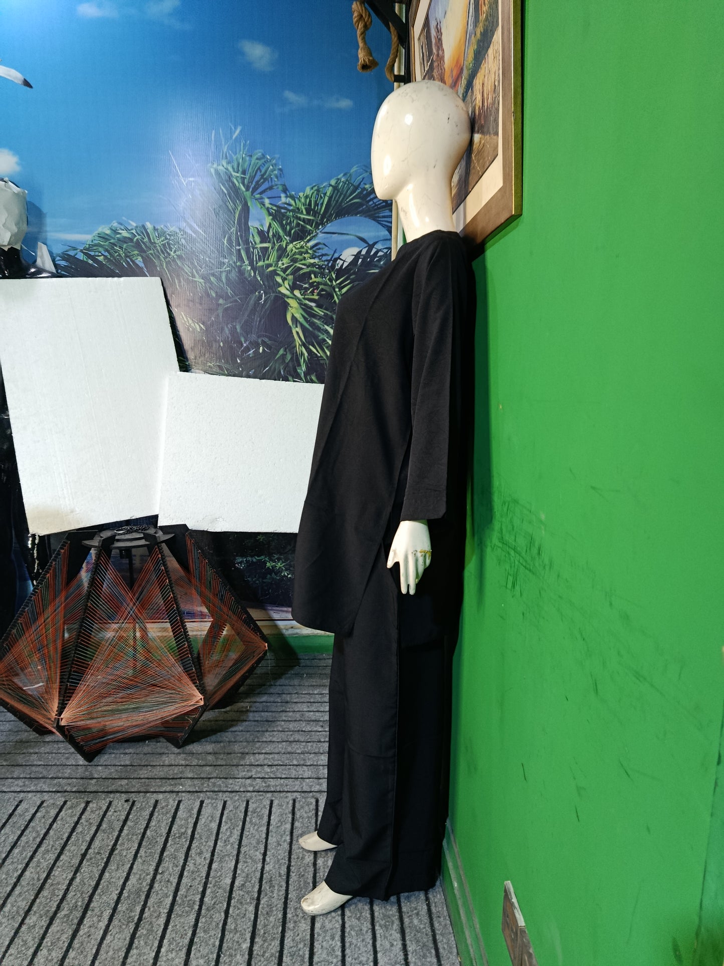 Black Georgette Cordset – Elegant 2 Piece Modest Wear