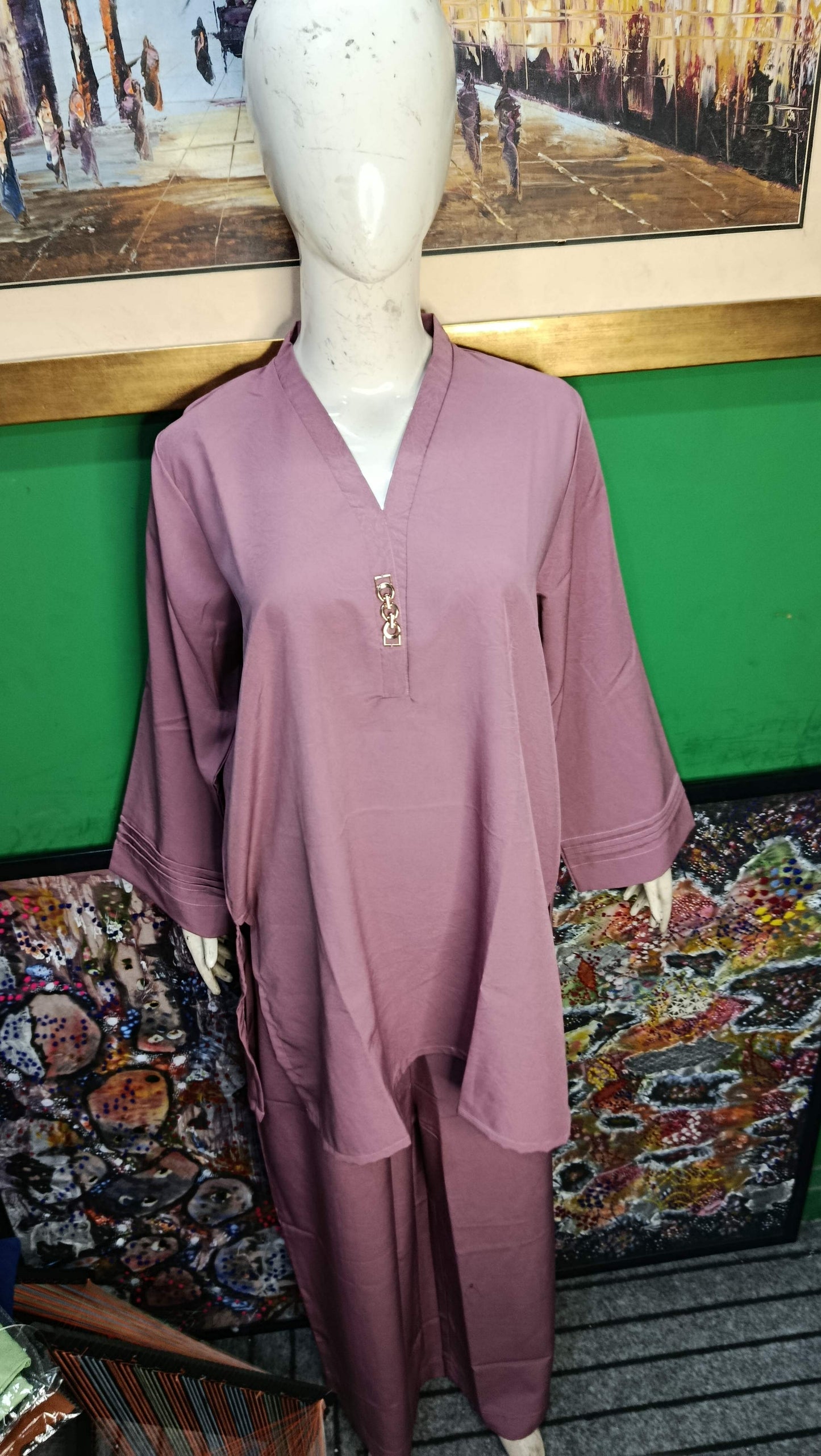 Elegant Deep pink  textured Twill Co-ordSet for Women – Premium Cordset | Ameeri Fabric .